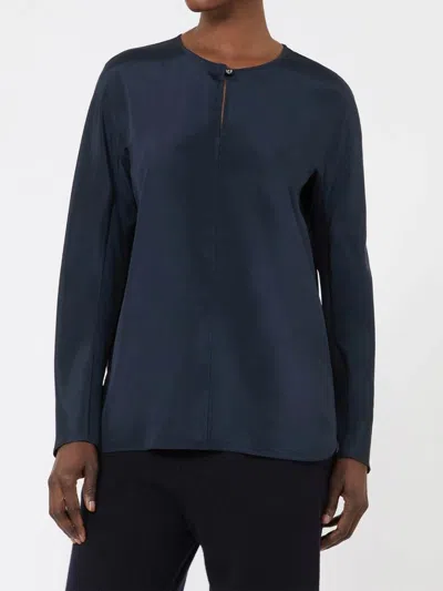 Max Mara Stretch-silk Blouse In Blue