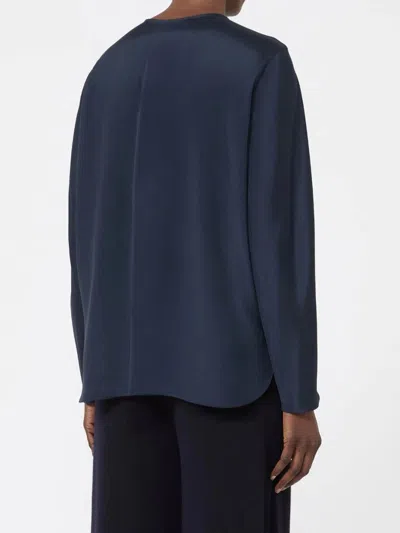 Max Mara Stretch-silk Blouse In Blue