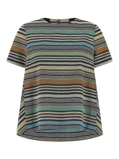 Missoni Multicolour Crew Neck Stripes T-shirt In Multi