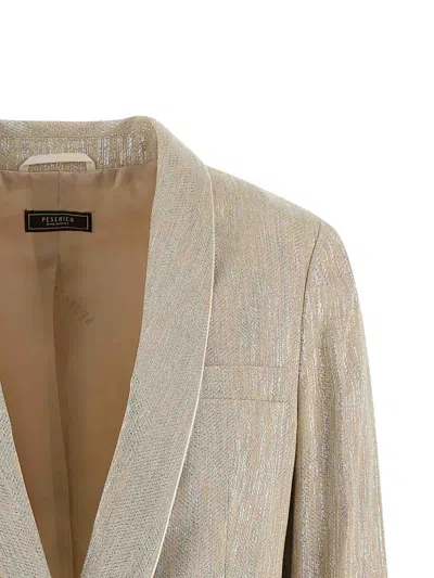 Peserico Blazer Metallic Thread Notched Lapel Buttons In Black