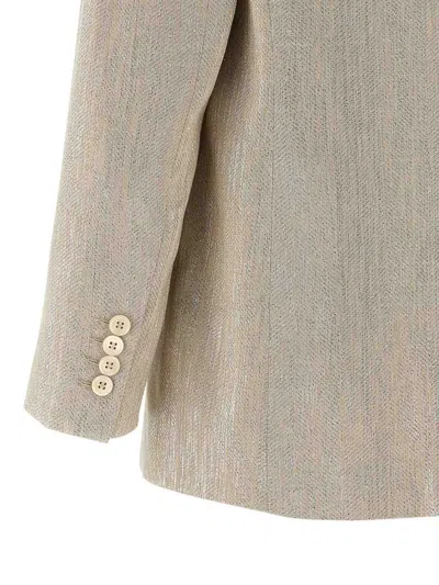 Peserico Blazer Metallic Thread Notched Lapel Buttons In Black