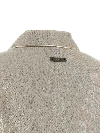 Peserico Blazer Metallic Thread Notched Lapel Buttons In Black
