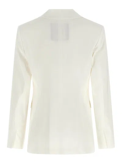 Pinko White Linen Viscose Elastane Jacket In Black