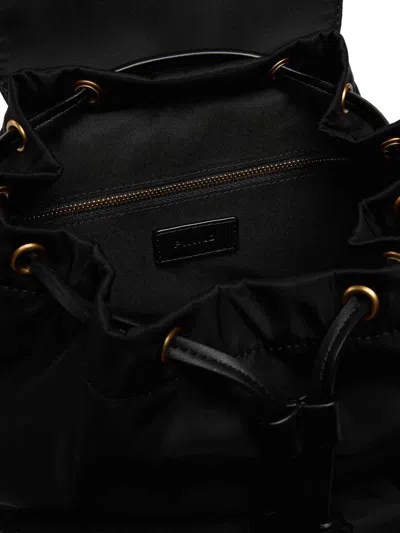 Pinko City Backpack Adjustable Straps Front Pockets Handle In Black