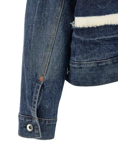 Sacai Patchwork Denim Jacket Puffer Jackets Blue In Blue
