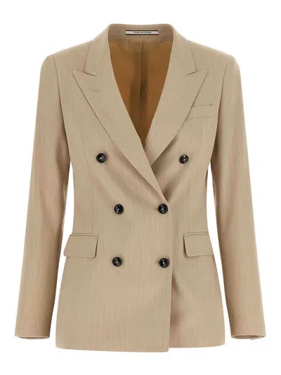 Tagliatore Double-breasted Blazer In Neutral