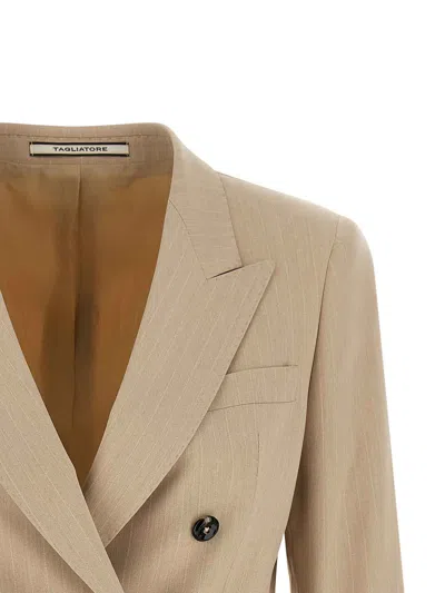 Tagliatore Double-breasted Blazer In Neutral