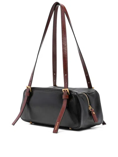 Versace Rectangular Handbag In Smooth Silk And Nylon In Black
