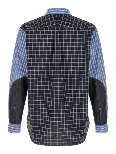 Junya Watanabe Blue Patchwork Shirt In Blue