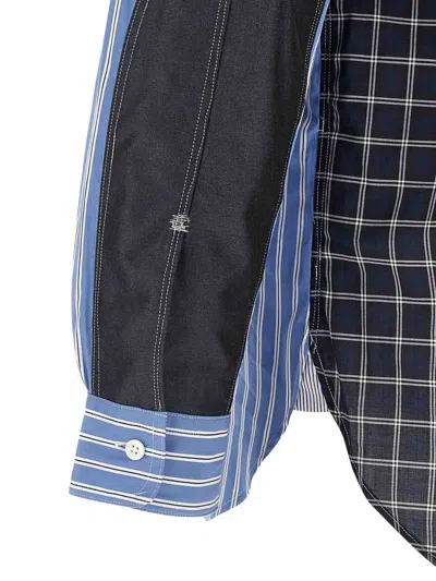 Junya Watanabe Blue Patchwork Shirt In Blue