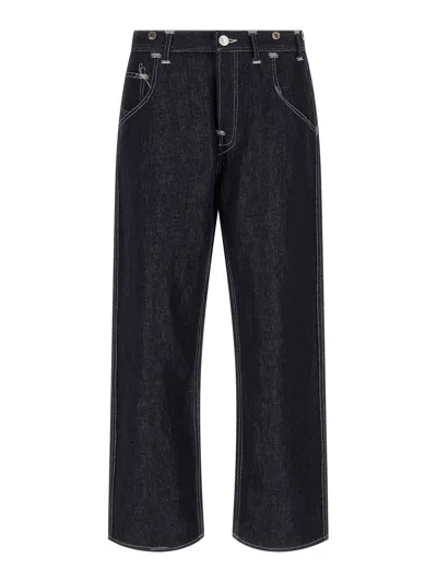 Junya Watanabe Navy Blue Solid Jeans In Black