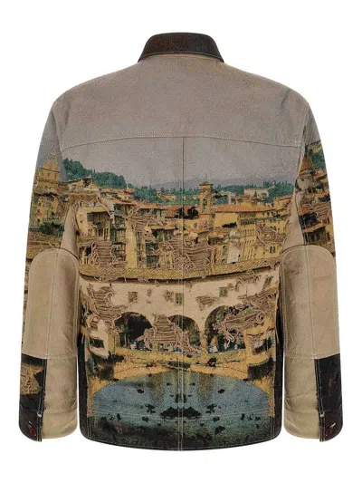 Junya Watanabe Jacquard Square Jacket Collared Patch Pockets In Multi