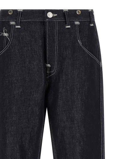 Junya Watanabe Navy Blue Solid Jeans In Black