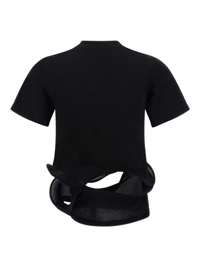 Junya Watanabe Sculptural Hem With Wire Structure T-shirt In Black