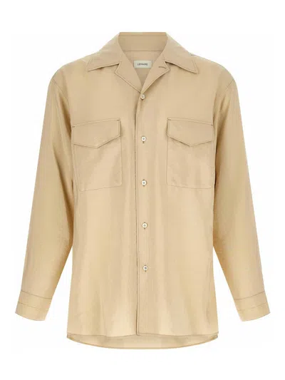 Lemaire Light Beige Solid Shirt In Neutral