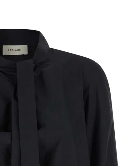 Lemaire Cotton-silk Blend With Knotted Scarf Blouse In Black