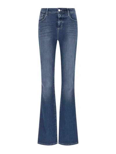 L'agence Flared Stone-washed Jeans In Blue