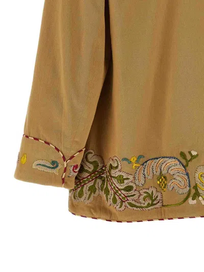 Bode Feather Runner Smoking Embroidered Blazer In Brown