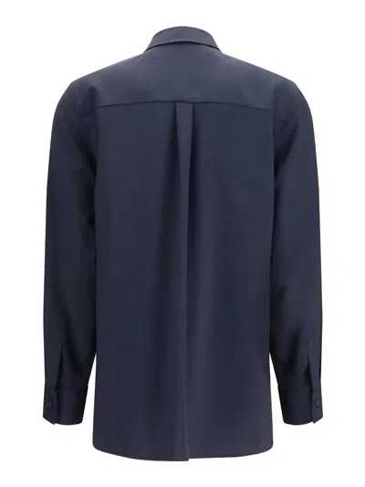 Cruna Blue Structured Flap Pocket Cotton Overshirt In Blue