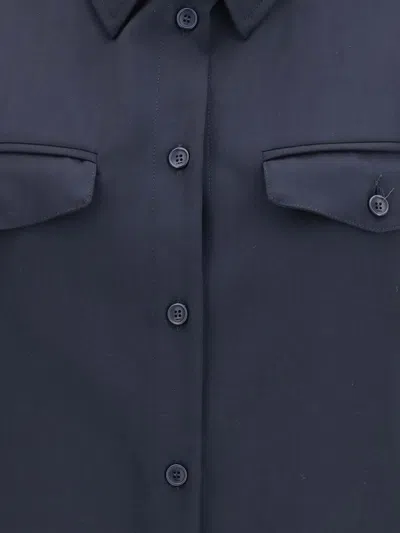 Cruna Blue Structured Flap Pocket Cotton Overshirt In Blue