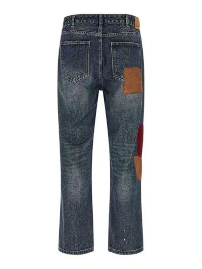 Found Patchwork Straight-leg Jeans In Blue