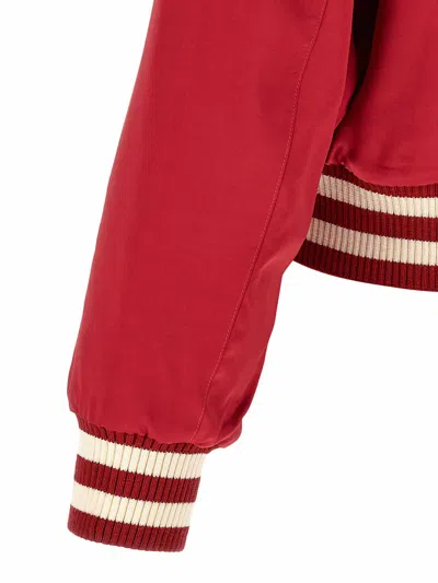 Second / Layer Aces Satin Club Puffer Jackets Red In Red