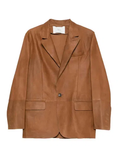 Tela Brown Golde Tailored Structured Polyester Jacket In Brown