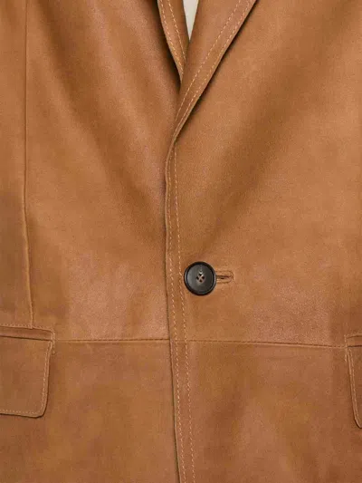 Tela Brown Golde Tailored Structured Polyester Jacket In Brown