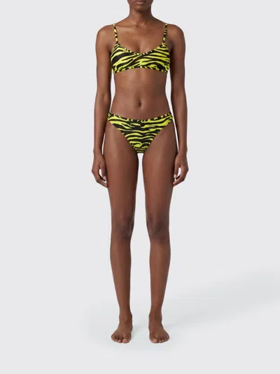Attico Zebra Bikini Set In Black & Yellow