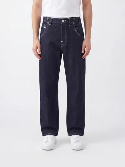 Junya Watanabe Navy Blue Solid Jeans In Blue