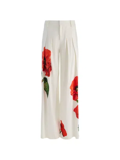 Alice And Olivia Blaire High-rise Pleated Trousers In White