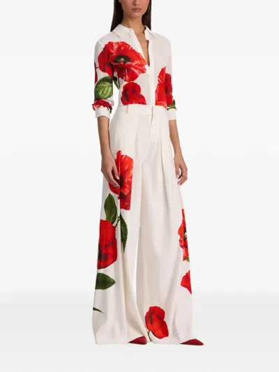 Alice And Olivia Blaire High-rise Pleated Trousers In White