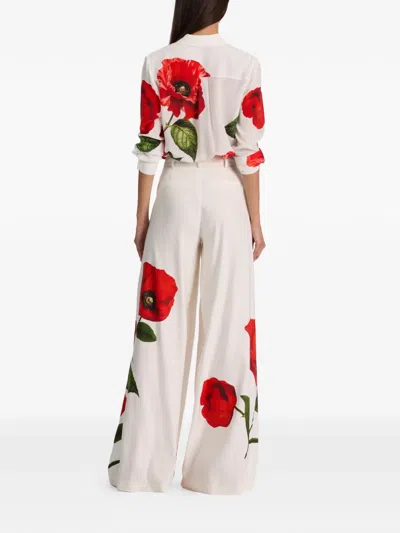 Alice And Olivia Blaire High-rise Pleated Trousers In White