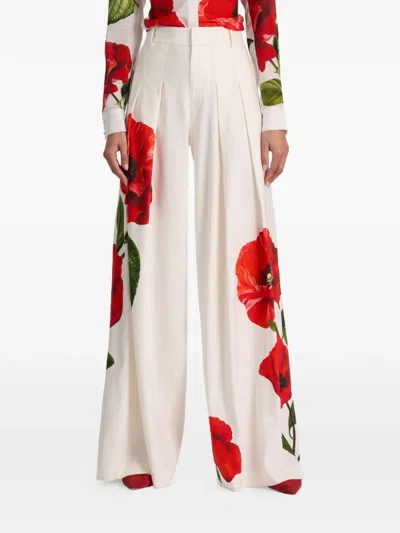 Alice And Olivia Blaire High-rise Pleated Trousers In White