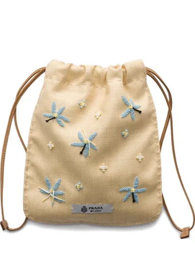 Prada Embroidered Canvas Smartphone Case In Neutral