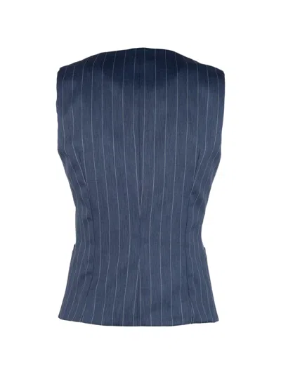 Post Scriptum Pinstripe-pattern Double-breasted Waistcoat In Blue