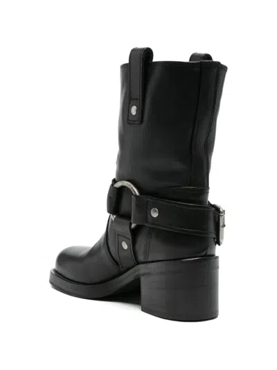 Ash Buckle-strap Boots In Black