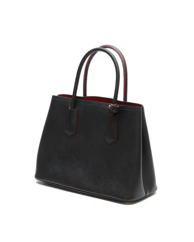 Prada Medium Double Saffiano Bag In Black