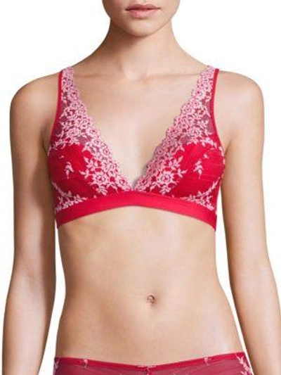 Shop Wacoal Embrace Lace Soft Cup Bra In Tango Red Coral Blush