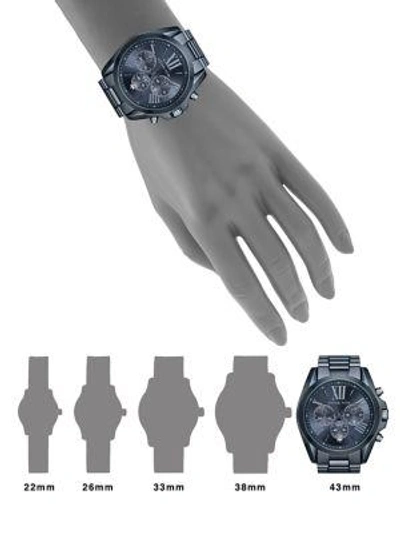 Shop Michael Kors Bradshaw Chronograph Blue Ip Stainless Steel Bracelet Watch In Na
