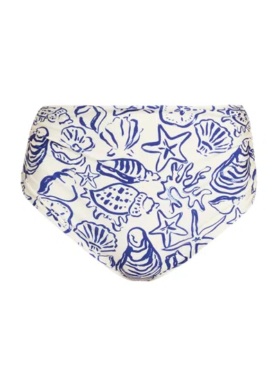 Simkhai Teya Ruched High-rise Bikini Bottoms In White