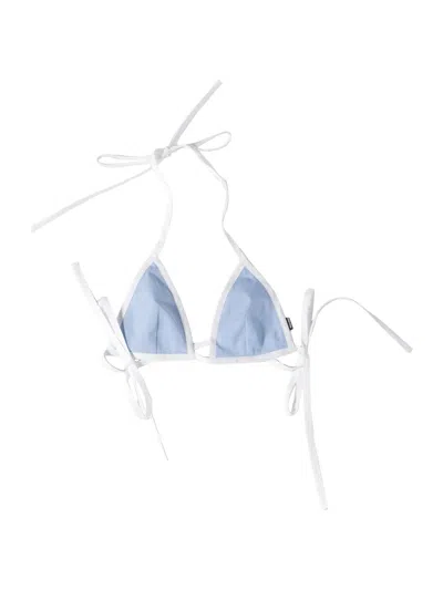 Miu Miu Poplin Bikini Top In Blue
