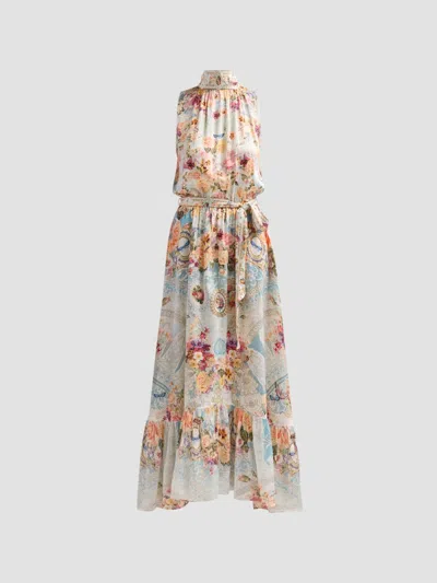 Camilla Necktie Dress With Elasticated Waist A Taste For Lace In Multi