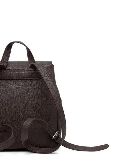 Armani Exchange Logo-plaque Pebbled-effect Backpack In Brown