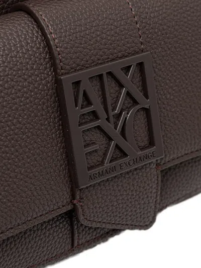 Armani Exchange Logo-plaque Pebbled-effect Backpack In Brown