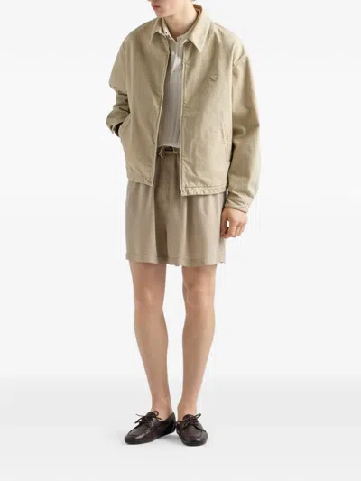 Prada Old Denim Blouson Jacket In Neutral