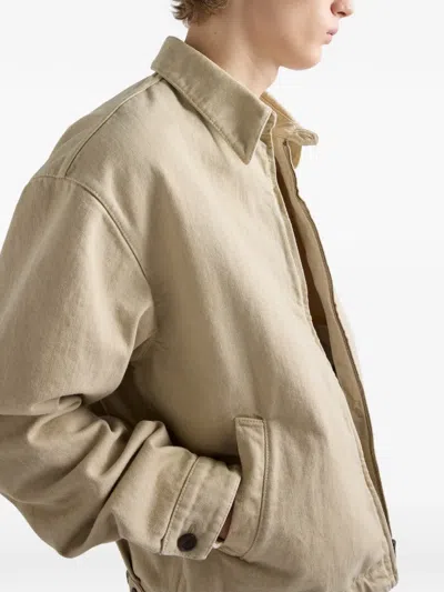 Prada Old Denim Blouson Jacket In Neutral