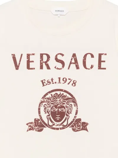 Versace Logo-print T-shirt In Neutral