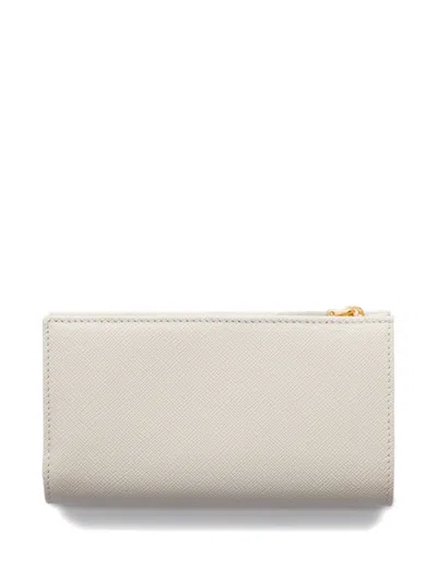 Prada Large Saffiano Leather Wallet In White