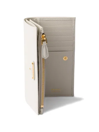 Prada Large Saffiano Leather Wallet In White